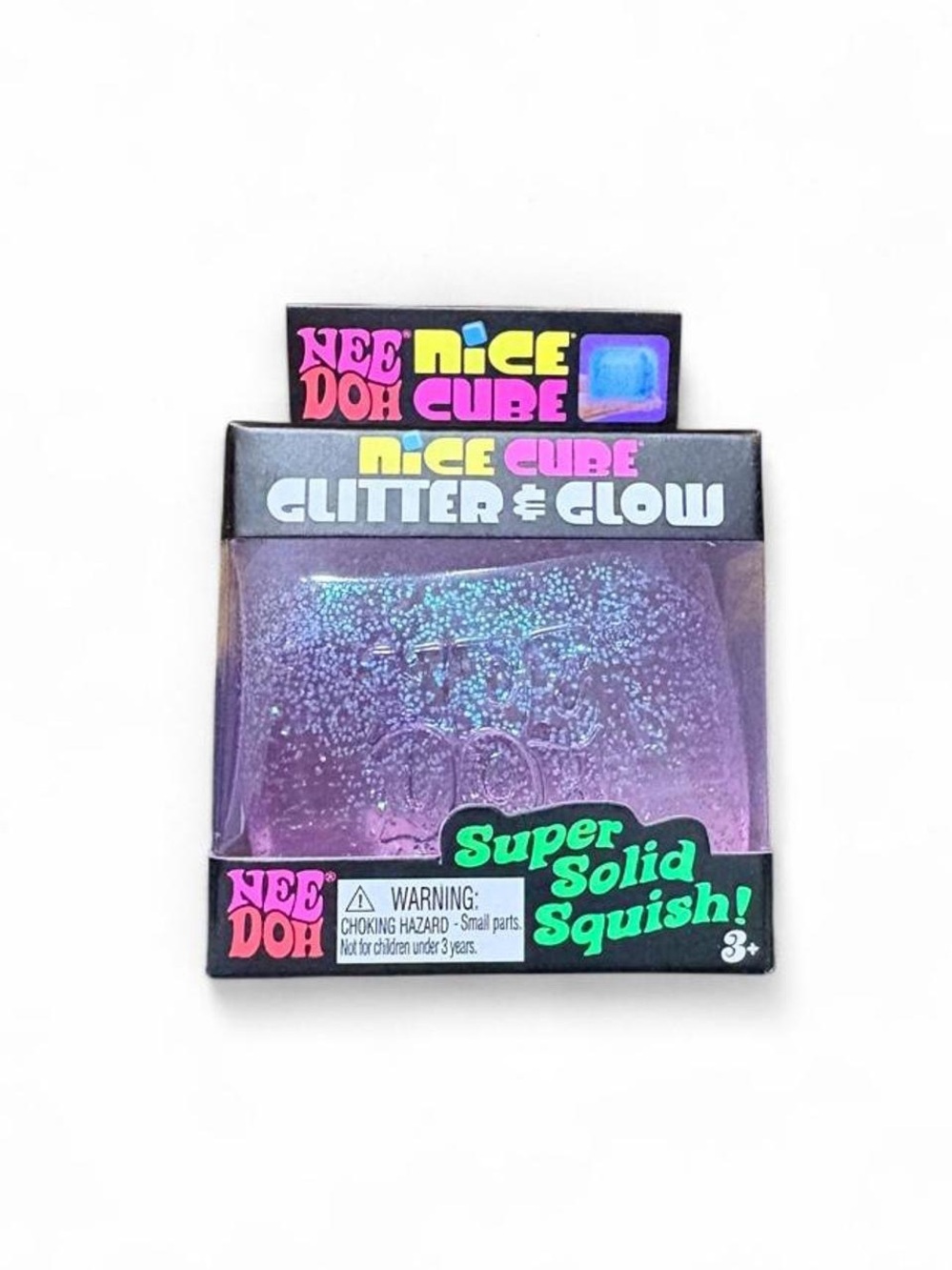 Nee Doh Nice Cube Glitter & Glow Purple Squish Toy